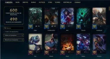 Conta ouro 2 com TODOS os champs e 124 Skins + 600k de Pyke