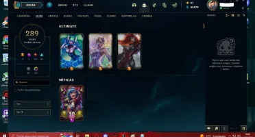 CONTA PLATINA IV LVL 469 3 ULTIMATES 289 SKINS ALL CHAMPIONS