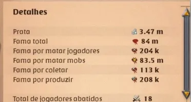 Conta Albion com 84 M de fama