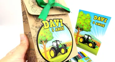 Kit Colorir e Modelar Trator com Sacola Kraft