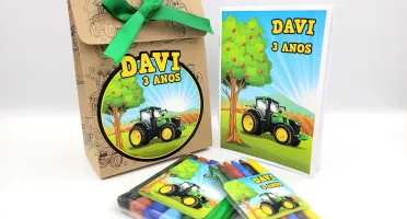 Kit Colorir e Modelar Trator com Sacola Kraft