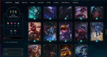 Conta ouro 3 MAIN ADC com 100 champs e 114 skins