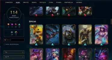 Conta ouro 3 MAIN ADC com 100 champs e 114 skins