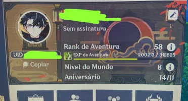 conta genshin AR 58 muitos personagens e armas 5*