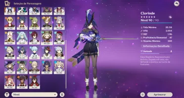 Genshim AR 55 Clorinde, neuvillette+7 5stars + 2mascotes
