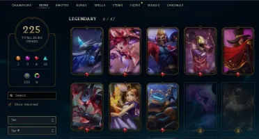 CONTA LOL 125 CHAMPIONS (225 SKINS - ELO PLAT I)