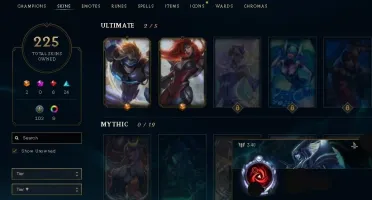 CONTA LOL 125 CHAMPIONS (225 SKINS - ELO PLAT I)