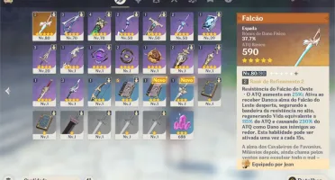 [NA/PC] Genshin AR40 com 2x Jean + Venti + Mona + 2x arma 5*
