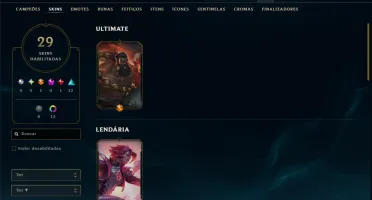 Diamante 4 com 75 Champs e 29 Skins