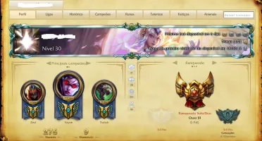 Conta League of Legends - Ouro III (Borda Platina)