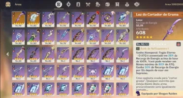 Conta Genshin, Com 12 Pernsonagens 5 Estrela, Raiden+Arma As