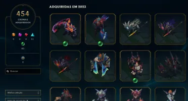 Conta mestre lol com 1138 skins, all champs, mmr bom