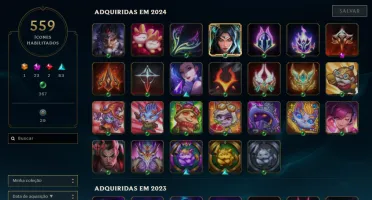 Conta mestre lol com 1138 skins, all champs, mmr bom