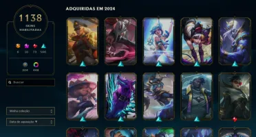 Conta mestre lol com 1138 skins, all champs, mmr bom