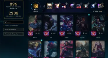 Conta mestre lol com 1138 skins, all champs, mmr bom