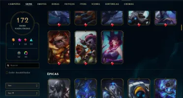 Conta platina 3 com TODOS os champs e 172 skins