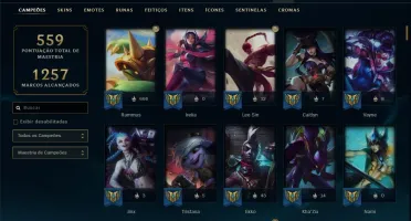 Conta platina 3 com TODOS os champs e 172 skins