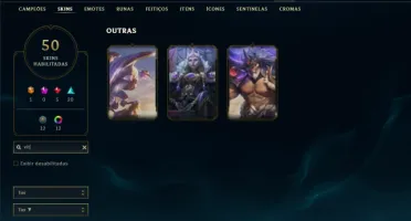 Diamante 3 com 105 Champs e 50 Skins ( 3600 RP )
