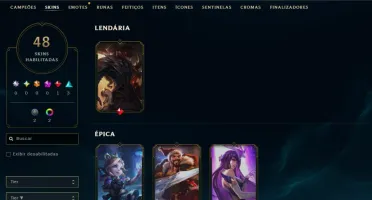 [Entrega Automática] Conta Lol Prata, 48 Skins, 1 Lendária