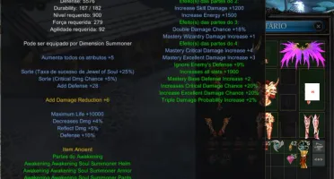 [MEGA MU] Summoner 200rr Lv 977 End Game com Set AWK