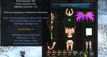 [MEGA MU] Summoner 200rr Lv 977 End Game com Set AWK