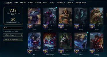 Ouro 1 com TODOS os Champs e 373 Skins ( MONO SUP )
