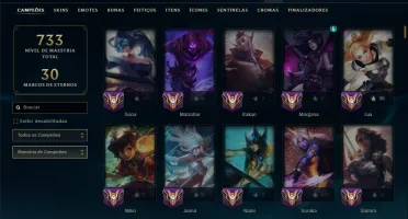 Ouro 1 com TODOS os Champs e 373 Skins ( MONO SUP )