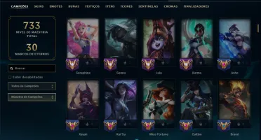 Ouro 1 com TODOS os Champs e 373 Skins ( MONO SUP )