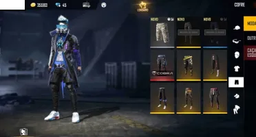 Free Fire com Skin do Cobra, lendária e 6 passes.