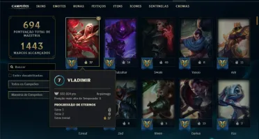 Esmeralda 2 com TODOS os champs e 264 Skins ( MID / TOP )