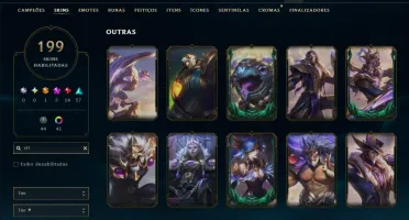 Platina 2 com TODOS os Champs e 199 Skins ( JG / MID / ADC )