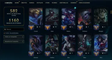 Platina 2 com TODOS os Champs e 199 Skins ( JG / MID / ADC )