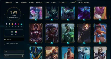 Platina 2 com TODOS os Champs e 199 Skins ( JG / MID / ADC )