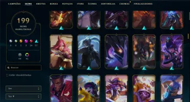 Platina 2 com TODOS os Champs e 199 Skins ( JG / MID / ADC )