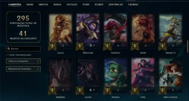 Unranked com 90 Champs e 34 Skins + 3 Vitoriosas