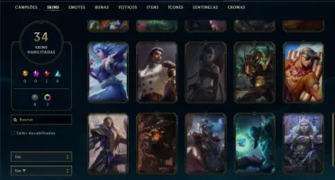 Unranked com 90 Champs e 34 Skins + 3 Vitoriosas