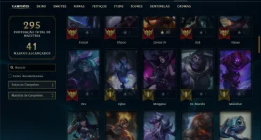 Unranked com 90 Champs e 34 Skins + 3 Vitoriosas