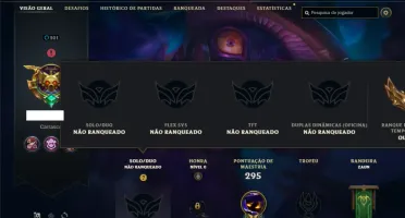 Unranked com 90 Champs e 34 Skins + 3 Vitoriosas