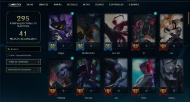 Unranked com 90 Champs e 34 Skins + 3 Vitoriosas