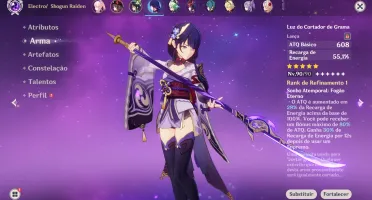 Conta Genshin AR56 Com Raiden + Arma 5* Ayaka Hutao Venti E+