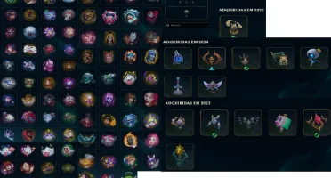 VConta League of Legends + Level 171 + 90 Skins + 107 Emotes