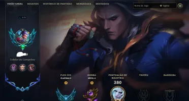 VConta League of Legends + Level 171 + 90 Skins + 107 Emotes