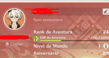 Conta Genshin Impact - AR 24 (PROMOÇÃO!!)