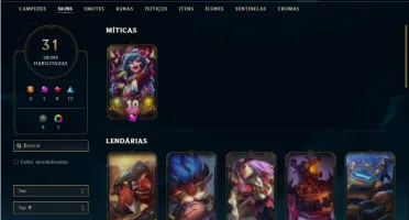 Conta unranked com 50 Champs e 31 Skins + 600 RP
