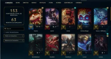 Conta unranked com 50 Champs e 31 Skins + 600 RP