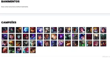 Conta unranked com 50 Champs e 31 Skins + 600 RP