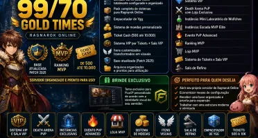 Servidor rAthena Pré Configurado LvL 99/70 Gold Times
