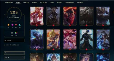 Conta prata 2 com TODOS os champs e 203 Skins ( NIVEL 500 )
