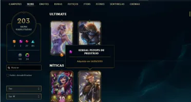 Conta prata 2 com TODOS os champs e 203 Skins ( NIVEL 500 )