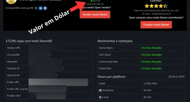 Conta Steam (Preço Aprox. : R$ 900+)!